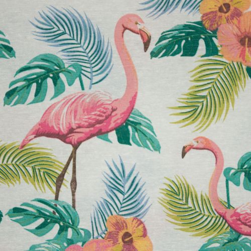 Witte canvas met flamingo's en bladeren